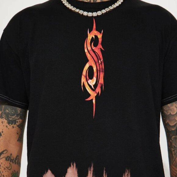 Licensed Slipknot Bleached Tie-Dye T-Shirt Size Large Short Sleeve Black NWT - Picture 2 of 4